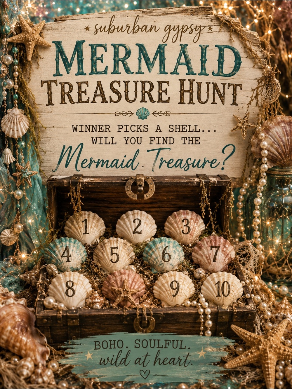 Mermaid Treasure Hunt: Winner Picks a Shell & Wins a Prize